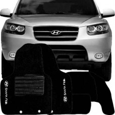 Tapete Carpete Hyundai Santa fé Preto Personalizado com Logo Bordado