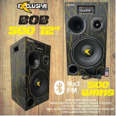 caixa trio bob-500 12"  500 rms com mixer, entrada microfone, bluetooth, usb, rafio fm