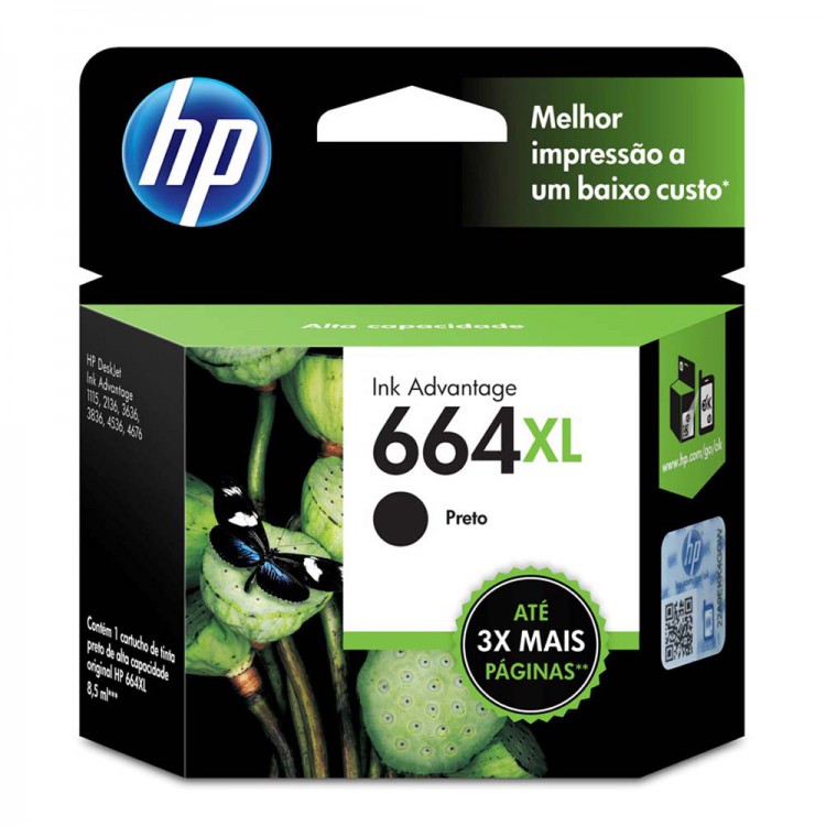 Cartucho de Tinta HP 664XL Preto