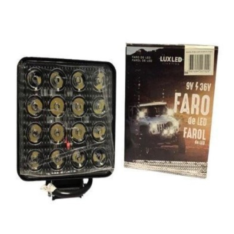 Farol De Milha 16 Leds 48W Quadrado Luxled Farol De Milha 16 Leds 48W Quadrado Luxled