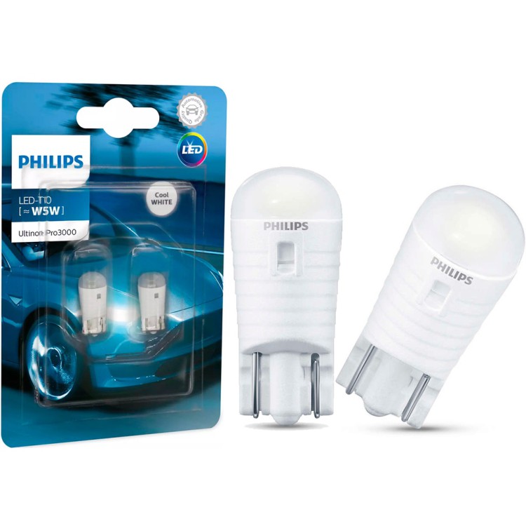 Par Lâmpada Philips Ultinon Pro3000 SI W5W T10 6000k
