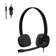 Headset com fio Logitech H151 com Microfone com Redução de Ruído - Preto