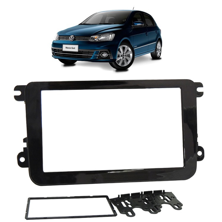 Moldura 2 Din VW Gol, Voyage e Saveiro G7, Jetta, Passat, Variant, Tiguan, Amarock e outros - Black Piano 2437