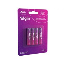 Pilha recarregável AAA 900mAh Elgin com 4 unidades Palito