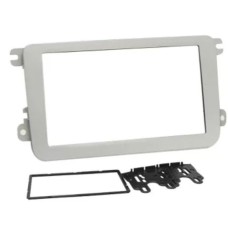 Moldura 2 Din Jetta, Amarok, Fusca, Tiguan, Passat VW Geração 7/8 Fiamon 2441 Prata