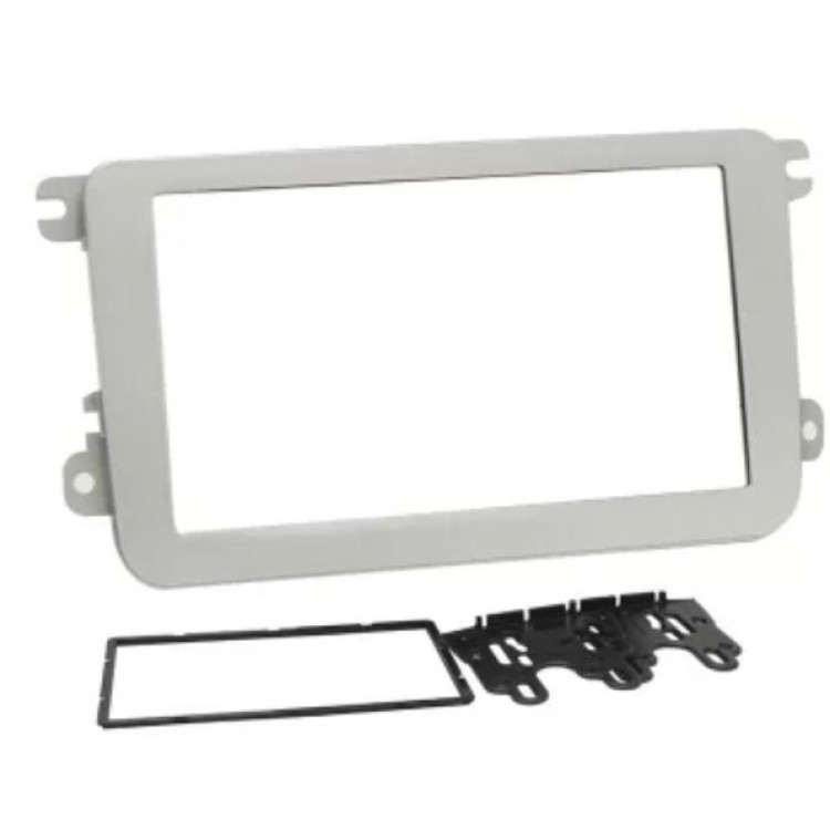 Moldura 2 Din Jetta, Amarok, Fusca, Tiguan, Passat VW Geração 7/8 Fiamon 2441 Prata