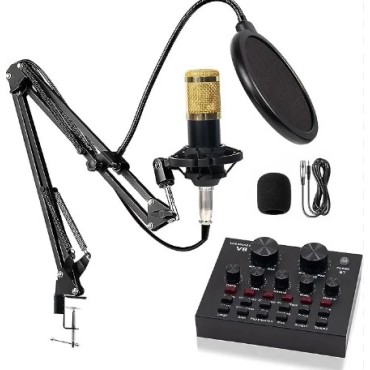 Microfone Condensador Tomate Mt-3502 COM PLACA DE SOM E BRAÇO ARTICULADO