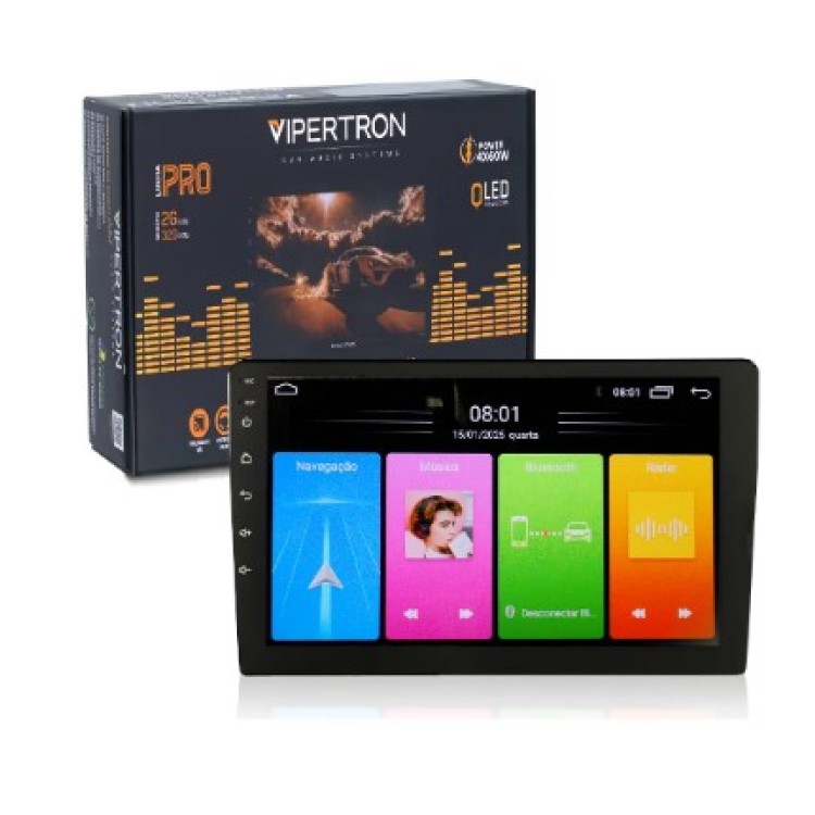 Central Multimídia Vipertron Android Wifi 2gb Ram 32gb 9 Pol Qled