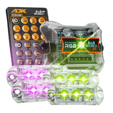 Lâmpada Led Ajk Strobo Rítmico 3.0 6w 4 Faróis Rgb + Central.