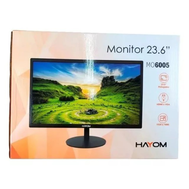Monitor Hayom 23.6 Polegadas Hdmi Vga 1920x1080 Hd 75hz Cor Preto