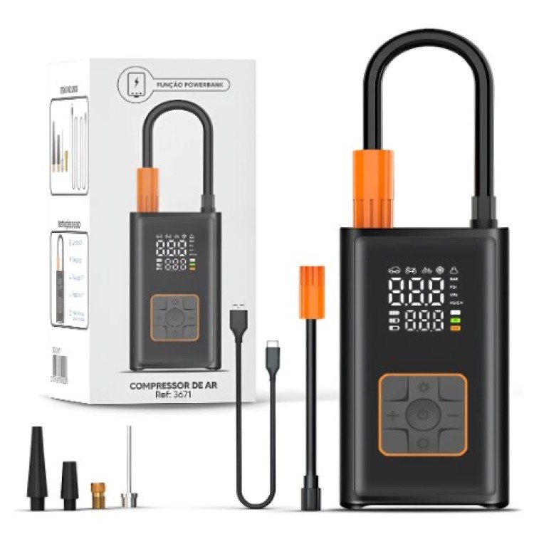 Compressor De Ar Portátil Inflador Mini Air Pump Recarregável Para Carro Bicicleta Moto Com Bateria