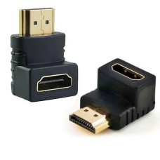 Adaptador Plug HDMI Macho para HDMI Fêmea em L 90 Graus