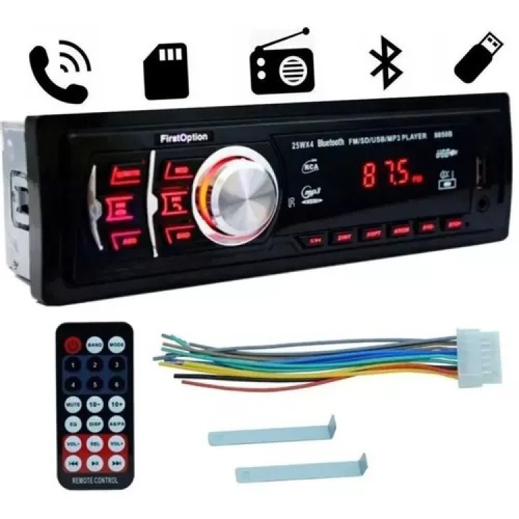 Radio Automotivo First Option 8850 Com Usb, Bluetooth E Leitor De Cartão Sd