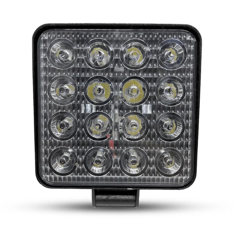  Farol de Milha Auxiliar Quadrado 16 LEDs 9~36v  6000K Universal TP-6203   TARPONN