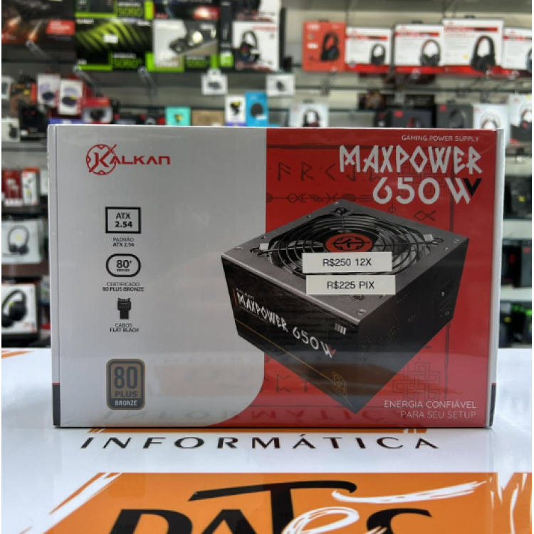 Fonte Gamer Kalkan MaxPower 650W Fonte Gamer Kalkan MaxPower 650W