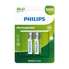 Pilha Recarregável Philips AA 1000mah C/2 R6b2rtu10/59