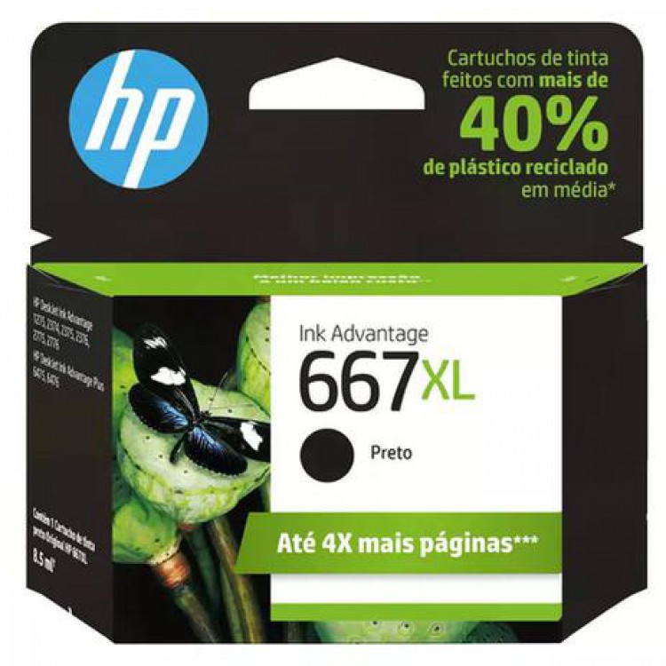 Cartucho de Tinta Hp 667xl 3YM81AB Preto