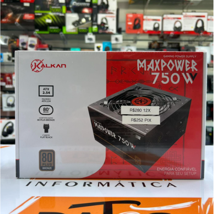 Fonte Gamer Kalkan MaxPower 750W Fonte Gamer Kalkan MaxPower 750W
