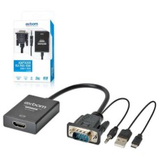 Adaptador VGA para HDMI Áudio e Vídeo - EXBOM - CC-VHA30