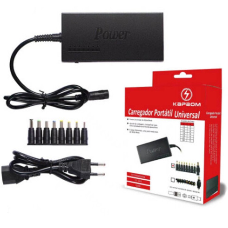Fonte para Notebook Universal com 9 Plugues e Ajuste de Voltagem - KAP-337