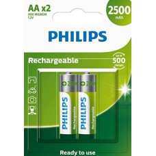 Pilha Philips Recarregável AA 2500mah C/ 2 Unidades R6B2RTU25/59