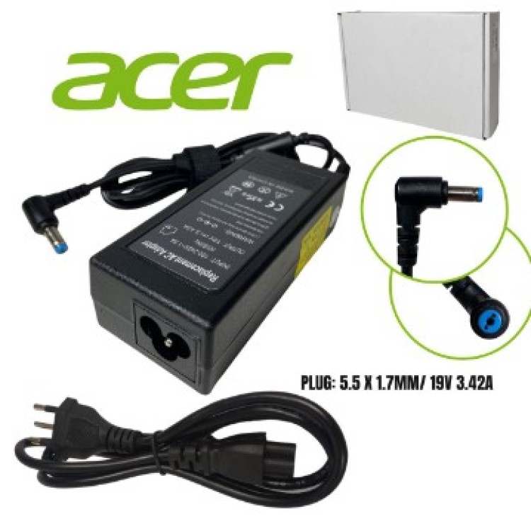 FONTE DE NOTEBOOK COMPATIVEL C/ ACER- PLUG: 5.5 X 1.7MM 90° 19V 3.42A KP-AR65A/DY-AC