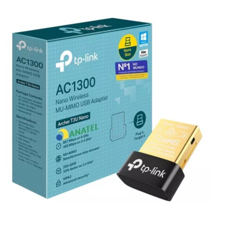 ADAPTADOR USB WIFI TP-LINK T3U NANO AC1300
