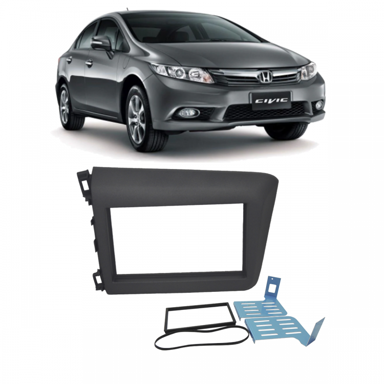 Moldura 2 DIN Honda New Civic 12/14 Grafite REF 3154