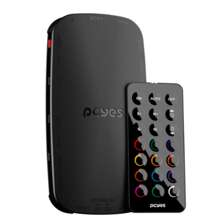 CONTROLADOR DE FAN PCYES LIGHT CORE BLACK VULCAN 9 PORTAS PWM + ARGB - PELC9PVBR