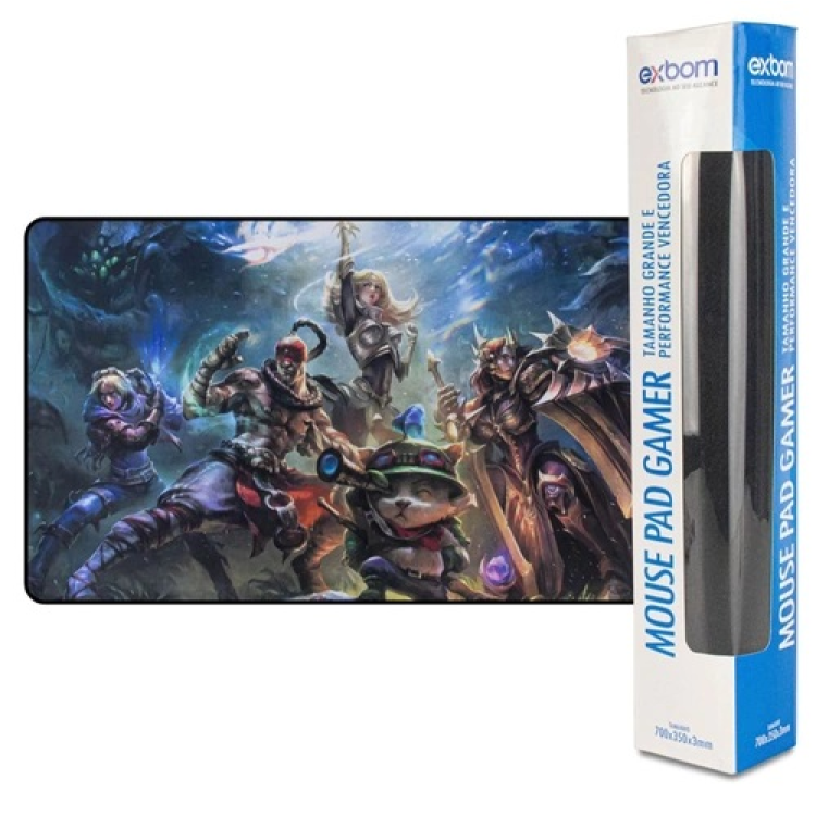 Mouse Pad Gamer 700x350x3mm Exbom Mp-7035C Liga Dos Lendarios