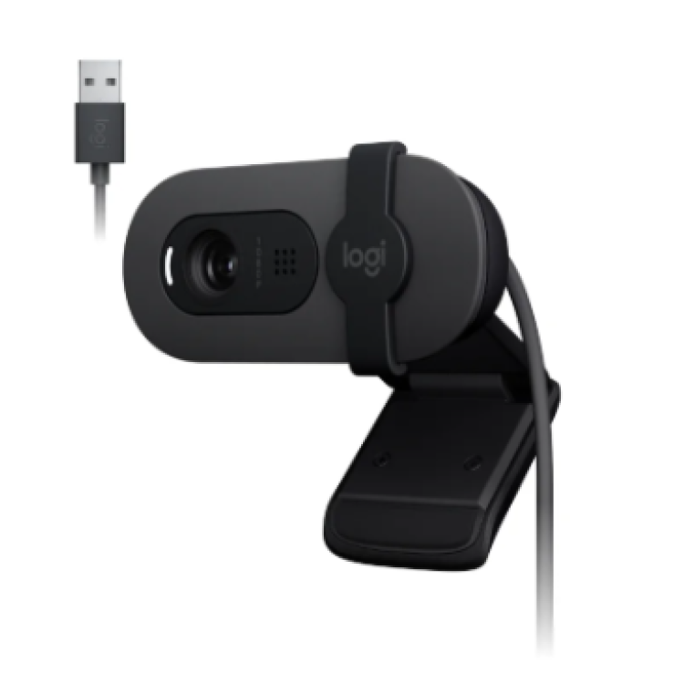 Webcam Logitech Brio 100 Full HD 30 FPS, Microfone, USB-A, Correção Automática, Grafite Webcam Logitech Brio 100 Full HD 30 FPS, Microfone, USB-A, Correção Automática, Grafite