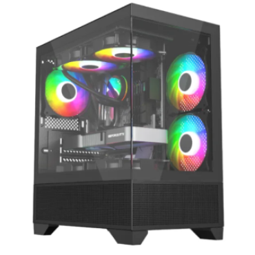Gabinete Liketec Kingdom Dark Mid Tower Vidro Temperado Usb S/fan Preto