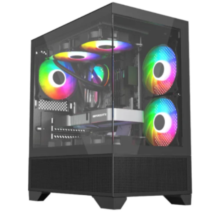 Gabinete Liketec Kingdom Dark Mid Tower Vidro Temperado Usb S/fan Preto