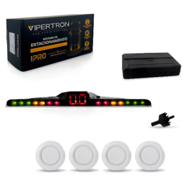 Vipertron - Sensor De Estacionamento Slim 18mm Com Display Branco - VP13.003