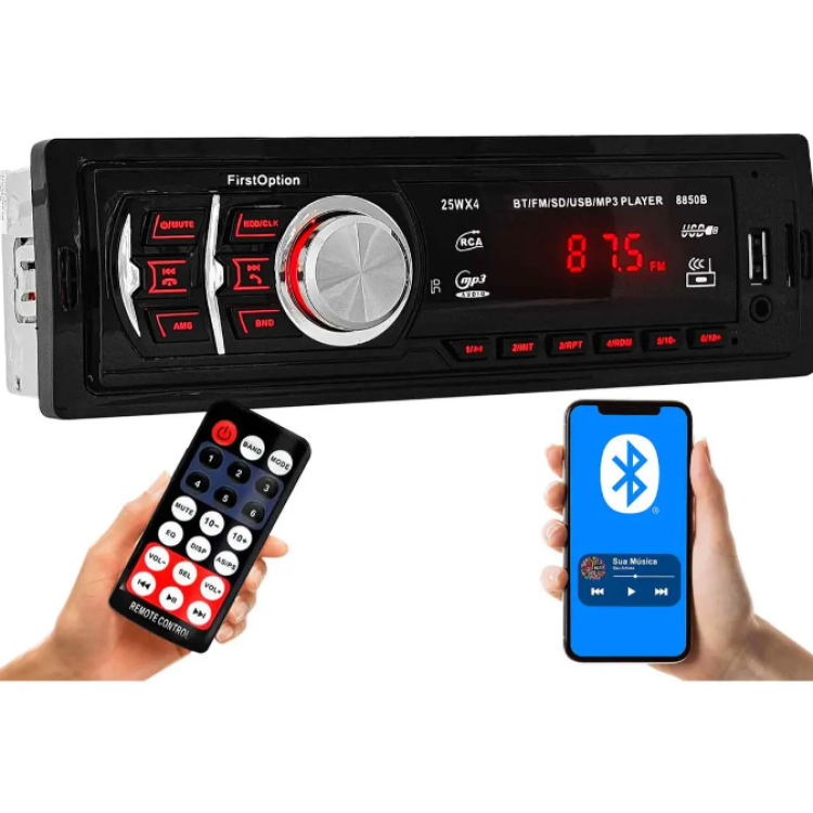 Rádio MP3 First Option com USB, bluetooth e leitor de cartão SD - 8850B Rádio MP3 First Option com USB, bluetooth e leitor de cartão SD - 8850B