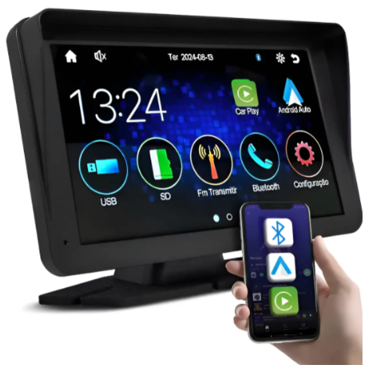 Central Mp5 Tela Externa Carplay Android Auto Mp5-t743 Central Mp5 Tela Externa Carplay Android Auto Mp5-t743