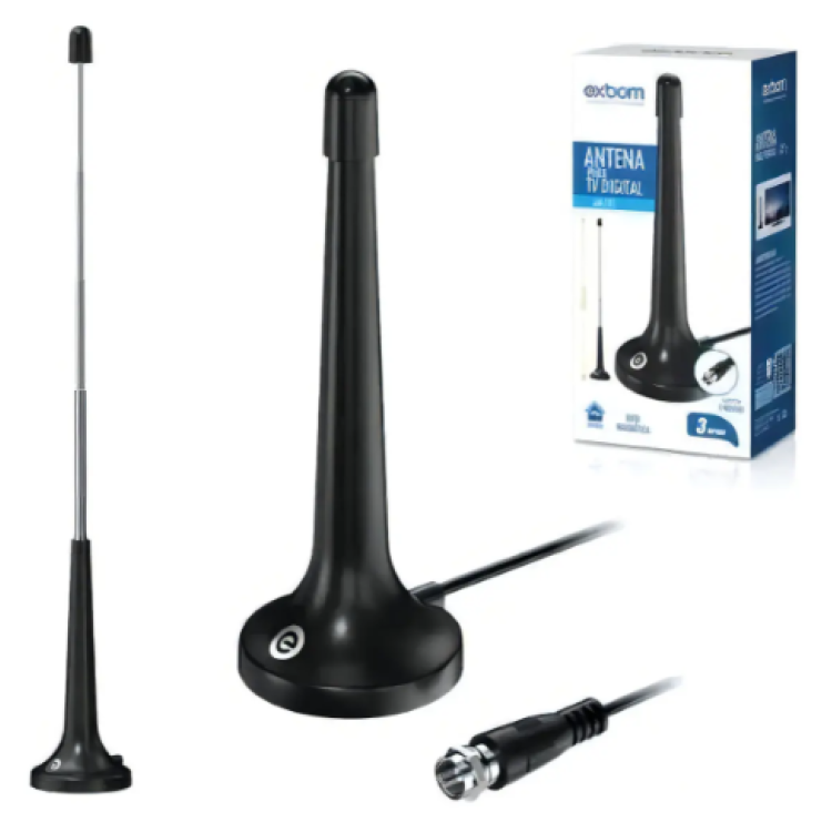 Antena Digital Interna Externa Exbom AN-Z25 Cabo 3m Sinal TV HD Antena Digital Interna Externa Exbom AN-Z25 Cabo 3m Sinal TV HD