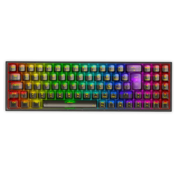 Teclado Mecanico Gamer Pollux Pro RGB Clear Wireless Switch Crystal K628ctb-RGB-pro Pt Preto