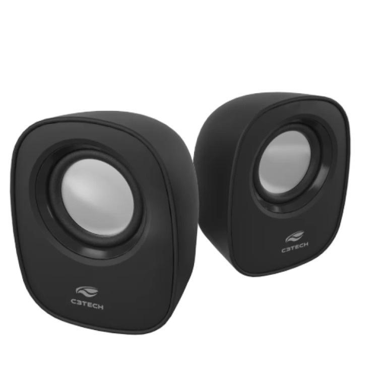 Caixa De Som C3Tech Sp-30Bk, 3 Watts Rms, Áudio 2.0, P2, Usb, Controle De Volume, Preto