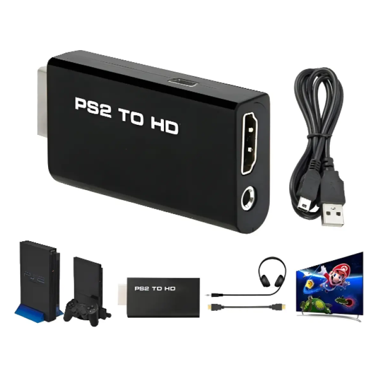 Adaptador De Vídeo Para Ps2 Hdmi Full Hd 1080p Tv Monitor Adaptador De Vídeo Para Ps2 Hdmi Full Hd 1080p Tv Monitor