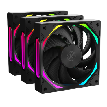Kit Com 3 Fans Kalkan Halo ARGB Reverse 120 Mm Preto