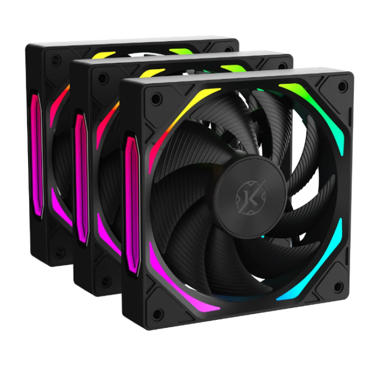 Kit Com 3 Fans Kalkan Halo ARGB Reverse 120 Mm Preto Kit Com 3 Fans Kalkan Halo ARGB Reverse 120 Mm Preto