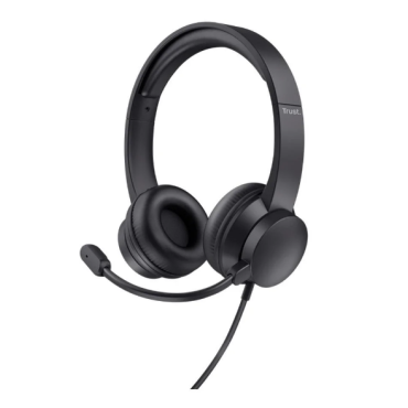 Headset Trust Ayda, Microfone Rebatível, Design Leve, Para PC, Conexão USB, Preto - 25088