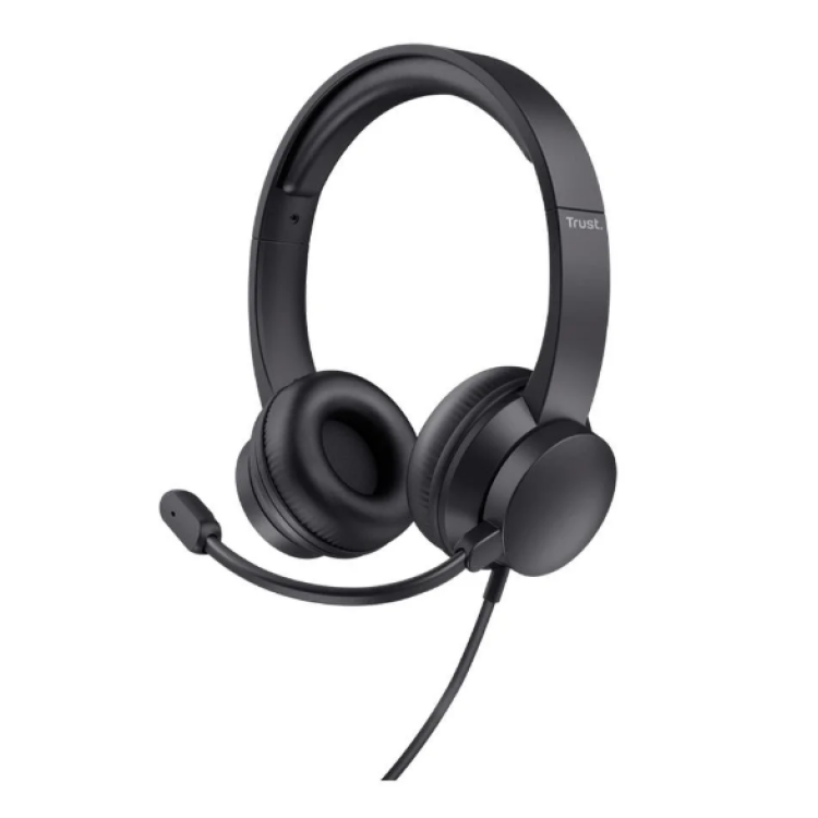 Headset Trust Ayda, Microfone Rebatível, Design Leve, Para PC, Conexão USB, Preto - 25088
