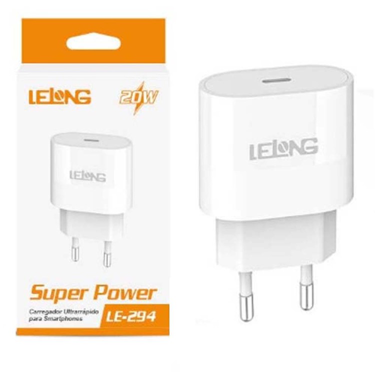 Carregador fonte usb-c 20w le-294 lelong