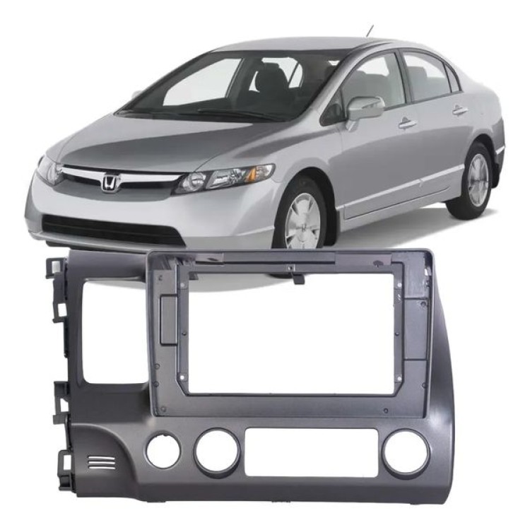 Moldura 2 din 9" Honda Civic 2007/11 Cinza - TK0908 Moldura 2 din 9" Honda Civic 2007/11 Cinza - TK0908