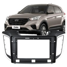Moldura 2 DIN 9" Hyunday Creta 2014/21 preto c/ prata