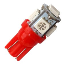 Lâmpada LED Pingo T10 5 Leds 12V Vermelho (Unidade)