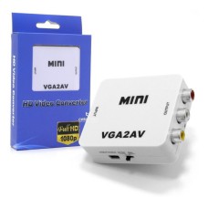 Mini Conversor Adaptador Vga Av Rca 3 Vias Áudio E Vídeo