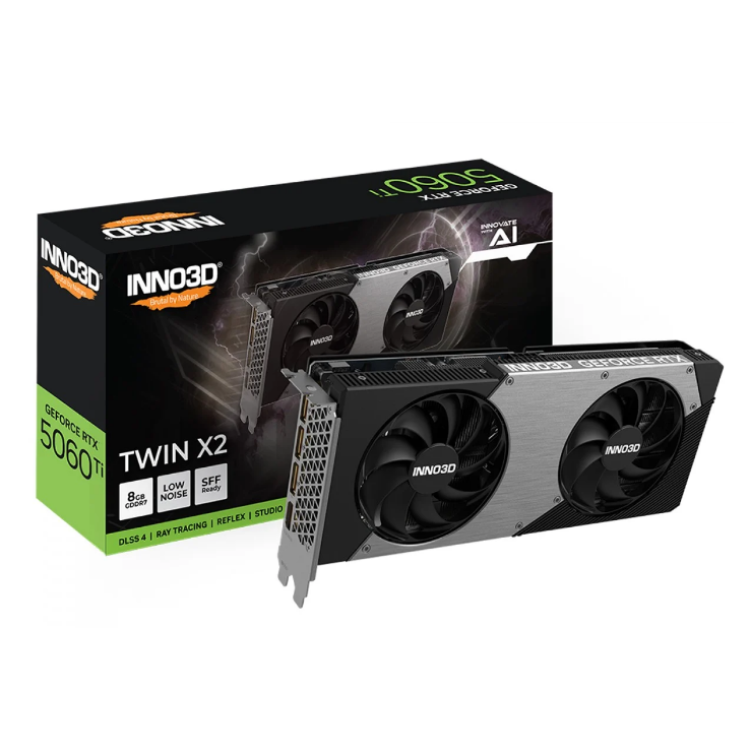 Placa de Vídeo INNO3D NVIDIA GeForce RTX 5060 Ti TWIN X2, 8GB, GDDR7 Placa de Vídeo INNO3D NVIDIA GeForce RTX 5060 Ti TWIN X2, 8GB, GDDR7